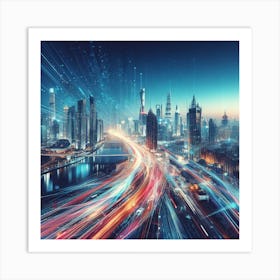 Cityscape At Night Art Print