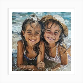 Two Sisters At The Beach Poster