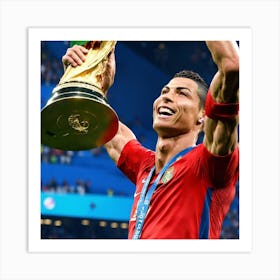 Ronaldo Celebrates Winning The World Cup Art Print