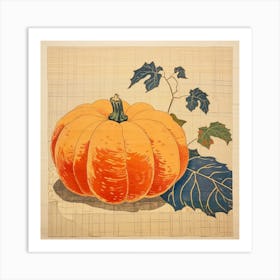 Vintage Pumpkin Illustration Square 3 Art Print