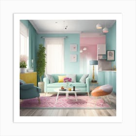 Pastel Living Room Art Print
