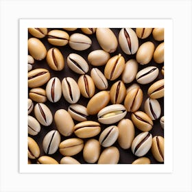 Pistachios On Black Background Art Print