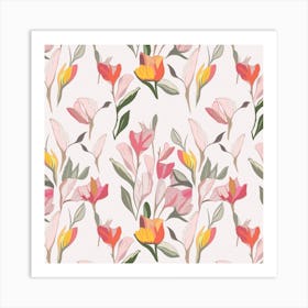 Watercolor Floral Pattern 1 Art Print