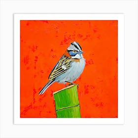 Sparrow On Bamboo Art Print