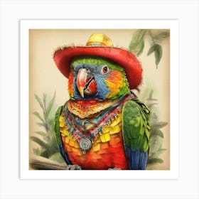 Parrot In A Hat 4 Art Print