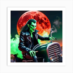 Devil On A Motorcycle Art Print