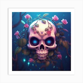 Skull With Roses 2 Art Print