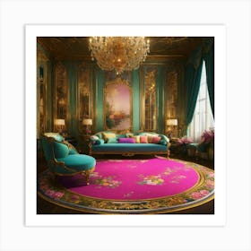 Futuristic Beautiful French Mansion Interior Glamo (26) Art Print