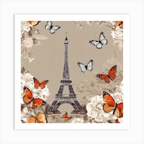 Paris With Butterflies 165 Art Print