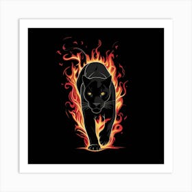 Panther In Flames Art Print