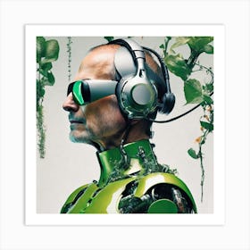 Man With Headphones Art Print