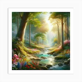 Rainbow In The Forest Art Print