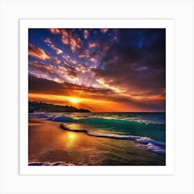 Sunset On The Beach 537 Art Print