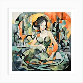 Woman In A Boat Art Print