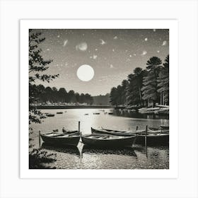 Moonlight On The Lake 2 Art Print