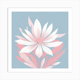 A White And Pink Flower In Minimalist Style Square Composition 296 Art Print