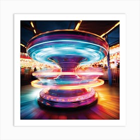 Carnival Ride At Night Art Print