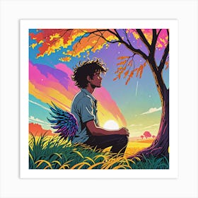 Boy Under The Tree Art Print