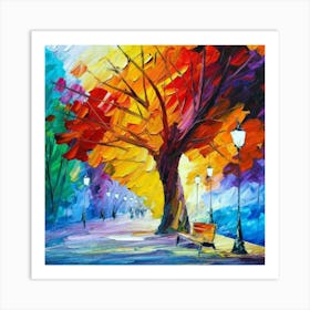 Colorful Tree In The Park oil painting abstract painting art 2 Art Print