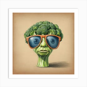 Broccoli In Sunglasses 1 Art Print