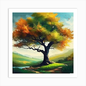 Tree In Autumn Art Print