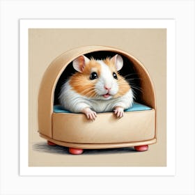 Hamster In Bed 2 Art Print