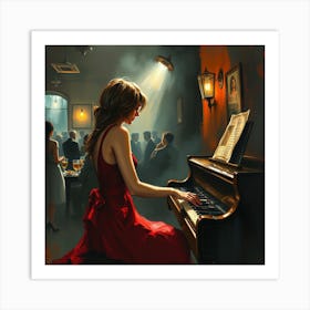 Girl Playing The Piano Art Print