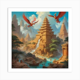 Asian Ruins Art print paintings Art Print