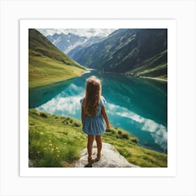 Little Girl Looking At Lake Art Print