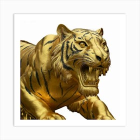 Golden Tiger Statue 1 Art Print