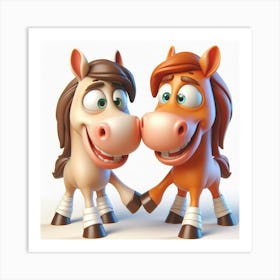 Cartoon Horses Art Print