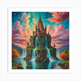 Enchanted Heights The Castle Of Cascading Waters (10) Art Print