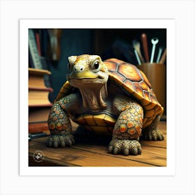 The Tortoise Looking Clever And Determined (2) Art Print