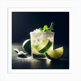 Cocktail With Lime And Ice 1 Art Print