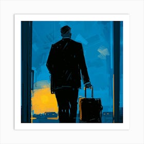 Man With Suitcase Art Print