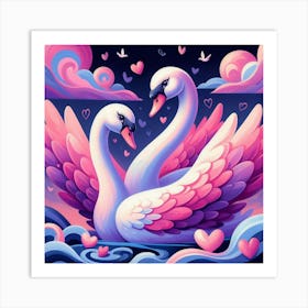 Pair of swan with love 2 Art Print