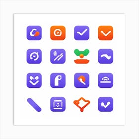 Assortment Of Flat Vector Icons Designed For Digital Interaction Encompassing Basic Digital Gesture (4) Art Print