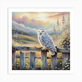 Snowy Owl On A Fence Art Print