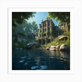 Default A A Tranquil River Winding Through A Dense Forest Sunl 2 Art Print