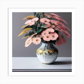 Pink Flowers In A Vase Art Print