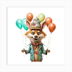 Birthday Fox Art Print