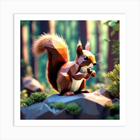 Low Poly Squirrel 3 Art Print