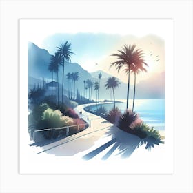 Watercolor Of Palm Trees 1 Art Print