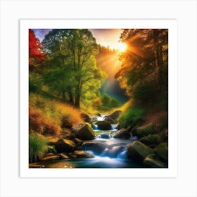 Stream In The Forest 16 Art Print