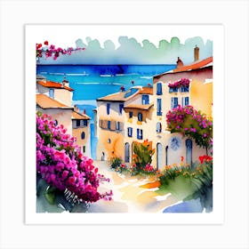 Watercolor Of A Village 1 Art Print