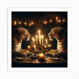 Leopards At Dinner Art Print