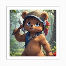 Teddy Bear Hero In The Forest Art Print