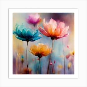 Abstract painting of Colorful Flowers,nature Art Print