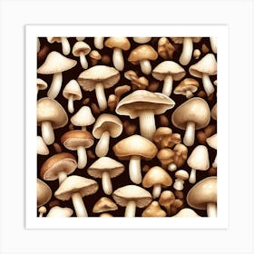 Seamless Pattern Of Mushrooms Art Print