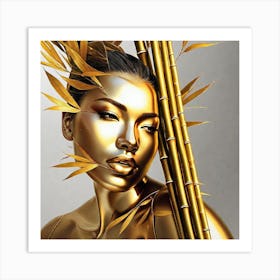 Gold Asian Woman Art Print